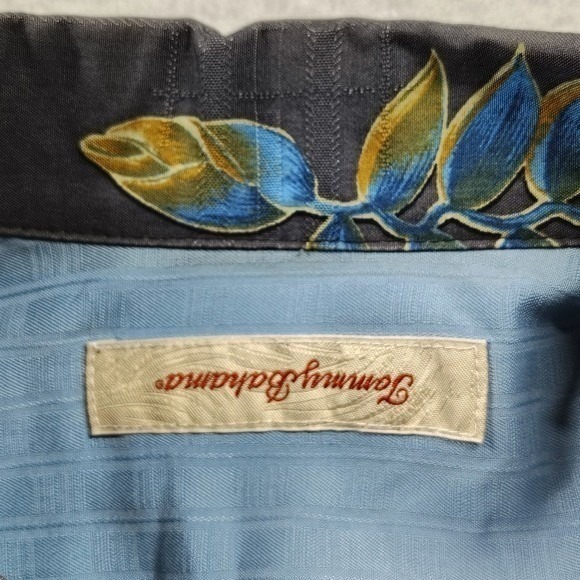 Tommy Bahama 100% Silk Black Floral Hawaiian Shirt Men's Size XXL Short Sleeve - Picture 7 of 11